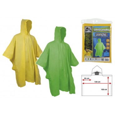 PONCHO ADULTE - JAUNE / VERT - 2 ASS ( 24 PIECES)