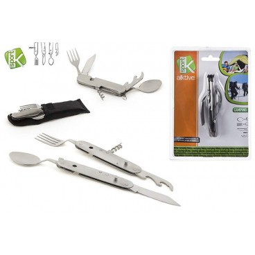 BLISTER COUVERTS CAMPING AVEC OUVRE-BOUTEILLE ( 12 PIECES)