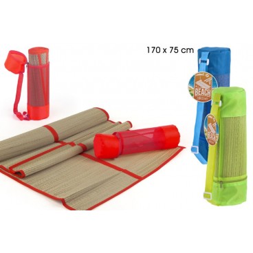 TAPIS DE PLAGE 170X75 CM AVEC SAC - COULEURS LISSES - 3 ASS