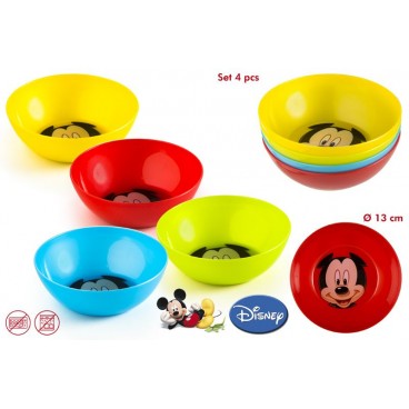 SET 4 BOLS PLASTIQUE MICKEY (12 U)