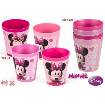 SET 4 VERRES PLASTIQUE 280ML MINNIE (12 U)