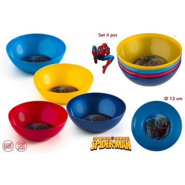 SET 4 BOLS PLASTIQUE SPIDERMAN (12 U)