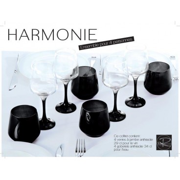 serv 8 pcs Harmonie noir et blanc