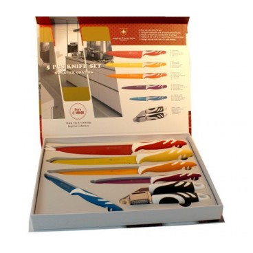 Set 7 couteaux + presse ail (Réf 1072 par lot 24 sets)