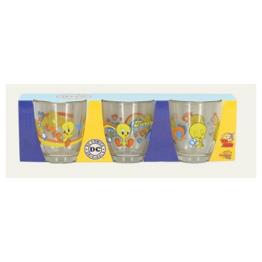 3 verres Looney tunes assortis (Réf 3145 par lot de 24 sets)