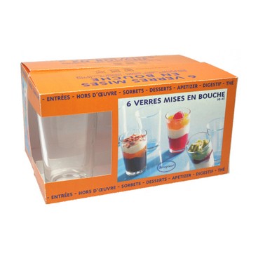 Verrines*6 en verre (Réf 3148 par lot de 24 sets)