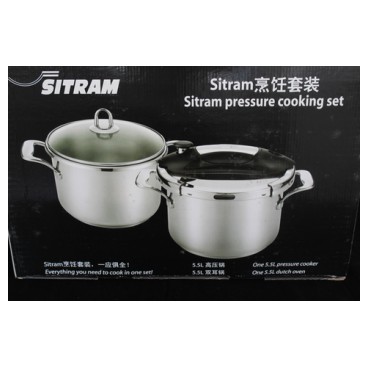 Autocuiseur + Marmite 5.5l inox (Réf 3047 par lot de 2 sets)