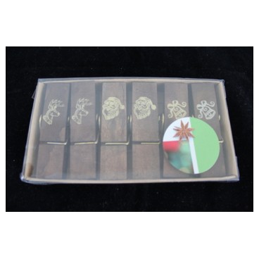 Pinces bois déco noel *6 (Réf 717366 par 24 sets)