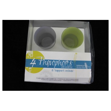 Photophore*4 support bois (Réf 3099 par lot de 24 sets)