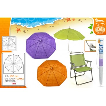 PARASOL D100 CM FLEXIBLE POUR CHAISE - 3 ASS ( 12 PIECES)