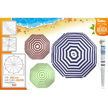PARASOL D180 CM - TUBE 22/25 TNT - 3 ASS ( 12 PIECES)