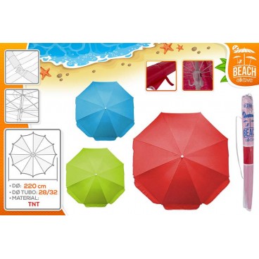 PARASOL D220 CM - TUBE 28/32 - TNT COULEURS LISSES - 3 ASS ( 6 PIECES)