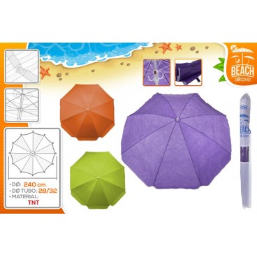 PARASOL D240 CM - TUBE 28/32 - TNT 100G LISSE - 3 ASS ( 6 PIECES)