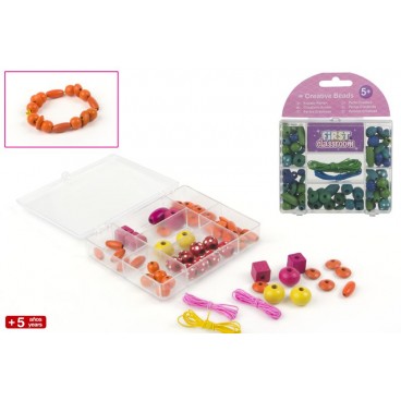 JEU PERLES À ENFILER BOIS 2 ASS ( 24 PIECES)