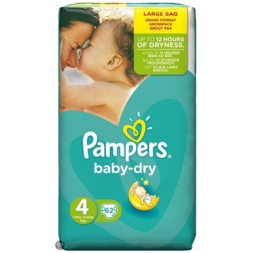 PAMPERS BABY DRY T4 62 COUCHES