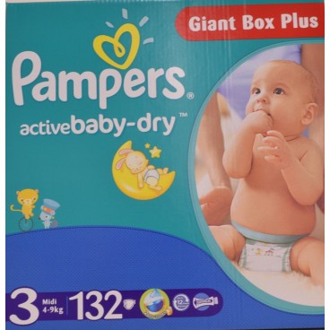 PAMPERS ACTIVE BABY DRY TAILLE 3 132 COUCHES