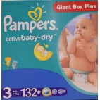 PAMPERS ACTIVE BABY DRY TAILLE 3 132 COUCHES
