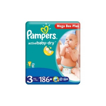 PAMPERS ACTIVE BABY DRY T3 186 COUCHES