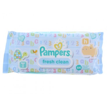 LINGETTES PAMPERS  FRESH CLEAN 64'S Nouvel emballage par 12 ( EN,FR,DE,DK,SE,NO,GR,FI,AT,CH )