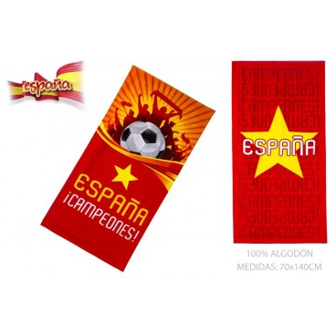SERVIETTE DE PLAGE 70X140CM - ESPAGNE CHAMPIONNE - 2 ASS ( 12 PIECES)