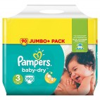 PAMPERS BABY DRY T3 X 90 COUCHES kll 8001090268594