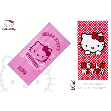 SERVIETTE DE PLAGE 70X140CM - HELLO KITTY - 2 ASS ( 12 PIECES)