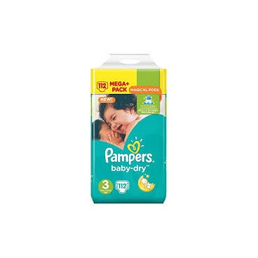 PAMPERS BABY DRY T3 X112 COUCHES