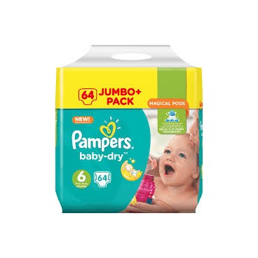 PAMPERS BABY DRY T6X 64 COUCHES