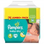 PAMPERS BABY DRY T4 X 78 COUCHES KLL 4015400833796