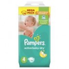 PAMPERS ACTIVE BABY DRY TAILLE 4 132 COUCHES