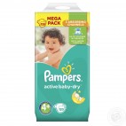 PAMPERS ACTIVE BABY DRY TAILE 4 + 120 COUCHES