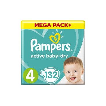 PAMPERS ACTIVE BABY DRY T4 X132 COUCHES