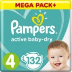 PAMPERS ACTIVE BABY DRY T4 X132 COUCHES