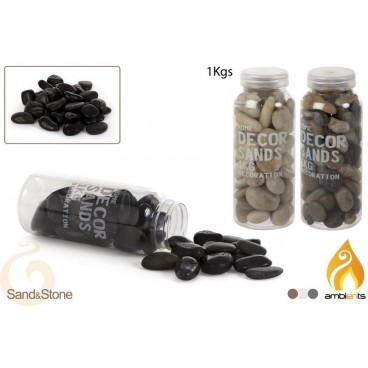 POT 1 KG PIERRE FLEUVE DÉCORATON - 3 ASS ( 6 PIECES)
