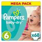 PAMPERS BABY DRY T6 X 68 COUCHES RU52