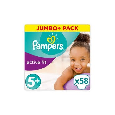 PAMPERS ACTIVE FIT TAILLE 5+- 58 DIAPERS (2X29)