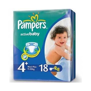 PAMPERS ACTIVE BABY DRY T4+ 8X18