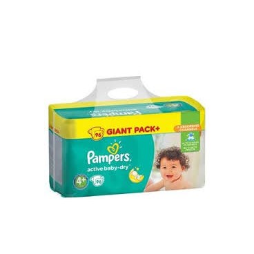 PAMPERS ACTIVE BABY DRY T4 PLUS X  96 COUCHES KLL 8001090459374