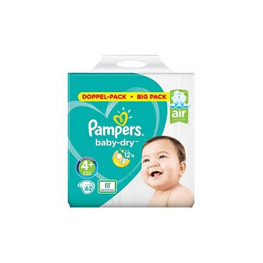 PAMPERS BABY DRY T4+ LOT 2X62 KLL 8001090918093