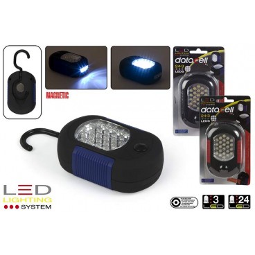 LAMPE 24+3 LED AVEC CROCHET ET AIMANT - PILES INCL. 3/S ( 24 PIECES)