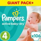 PAMPERS ACTIVE BABY DRY T4 X 106 (RU,PL...) KLL 8001090459336