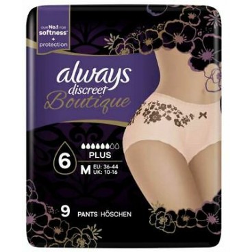 ALWAYS Discreet Boutique CULOTTE FUITE URINAIRE  M ROSE paquet de 9 [1 CRT DE 2 PAQ] KLL 8001090438966