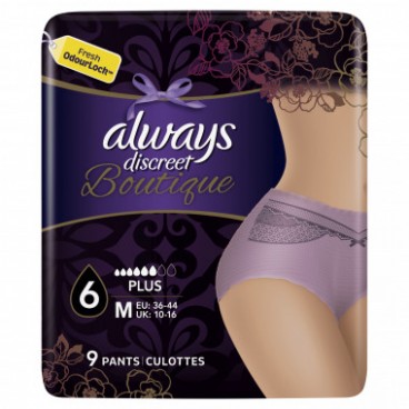 ALWAYS Discreet Boutique CULOTTE FUITE URINAIRE  M VIOLET paquet de 9 [1 CRT DE 2 PAQ] KLL 8001090751102