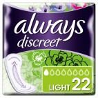 ALWAYS DISCREET SERVIETTES POUR FUITES URINAIRES LIGHT CRT 6 PAQ DE 22U KLL 8001090893246