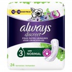 ALWAYS DISCREET SERVIETTES POUR FUITES URINAIRES NORMAL CRT 3 PAQ DE 24U KLL 4015400889175