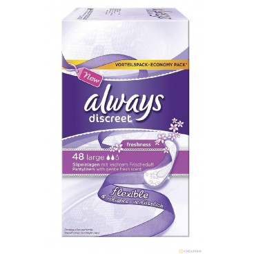 ALWAYS PROTEGES SLIP SOFT ET FRESHNESS LARGE CART 4 PAQUETS DE 48U KLL 4015400566854