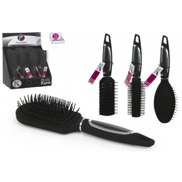 BROSSE CHEVEUX MANCHE NOIR 4 ASS - DISPLAY 12 ( 24 PIECES)