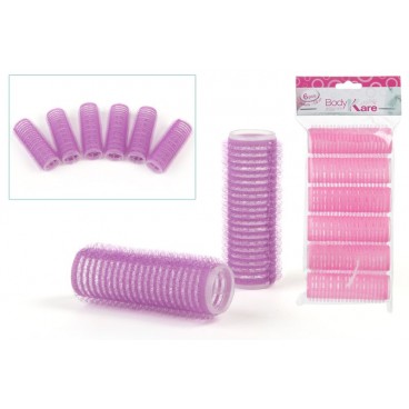PACK 6 BIGOUDIS CHEVEUX D2 VELCRO - ASS ( 24 PIECES)