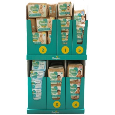 PAMPERS DISPLAY HARMONIE X 2 (20 T1X22 - 28 T2X29 - 15 T3X25 - 15 T4X22 - 12 T5X19 -  36 LOTS DE 3 PAQUETS DE LINGETTES X 48 )