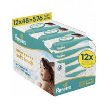LINGETTES PAMPERS AQUA SOFT TOUCH CARTON DE 12 PAQUETS X48u KLL 08006530139885